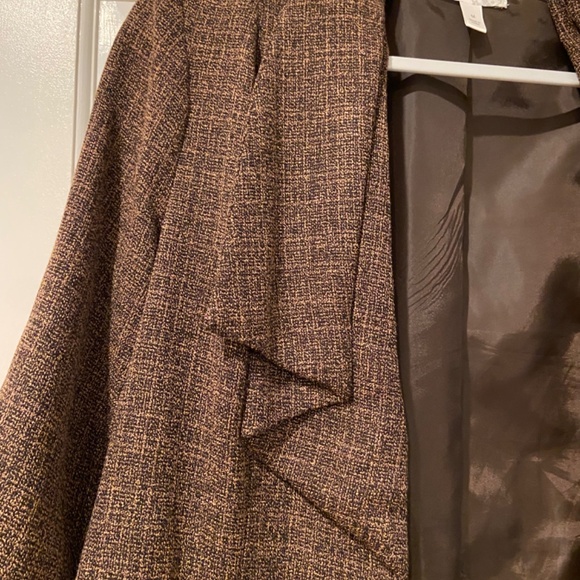 Dressbarn Brown Tweed Waterfall Blazer – Women’s Size Medium - Picture 2 of 9
